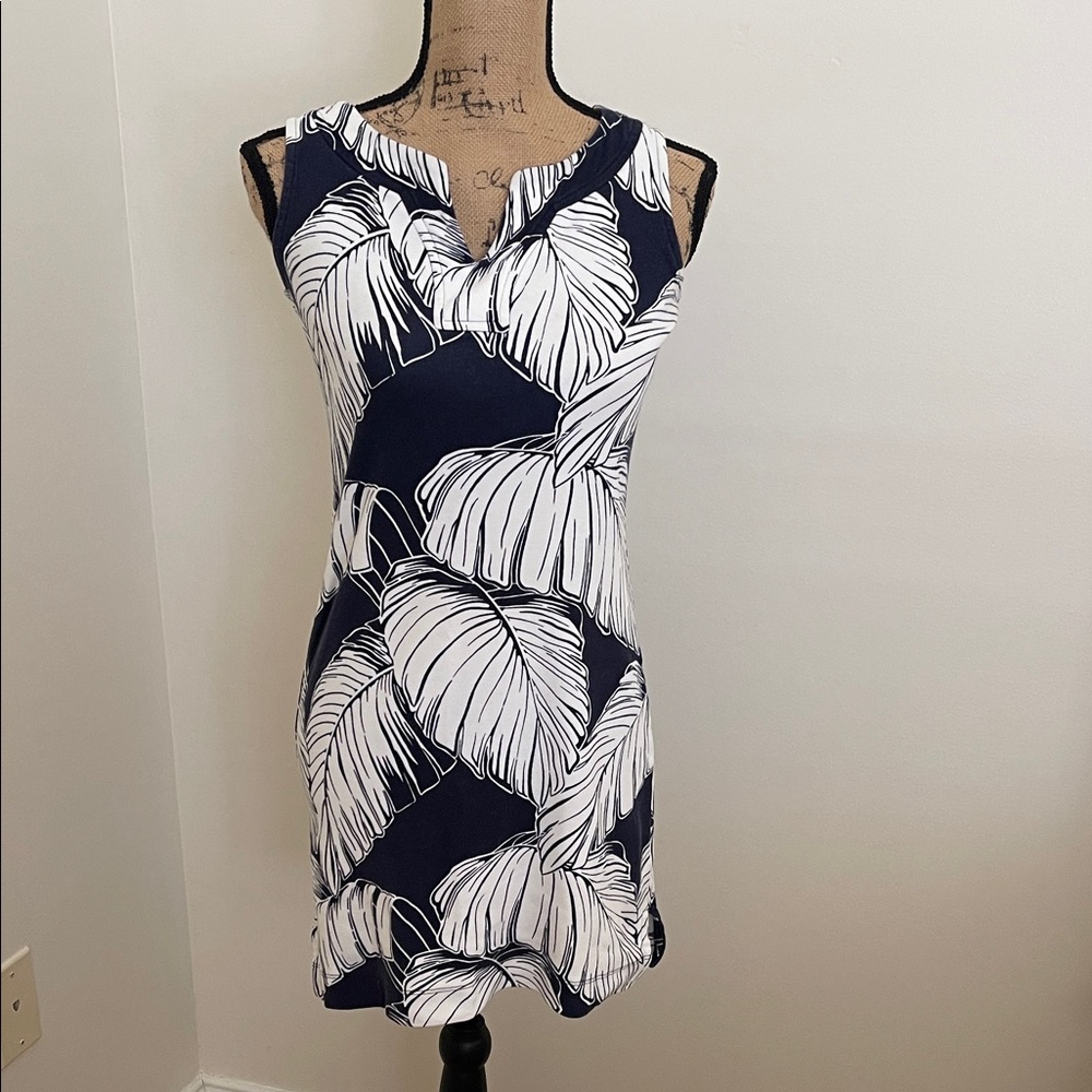 Talbots Navy and White Patterned Dress, size P (0-2)
